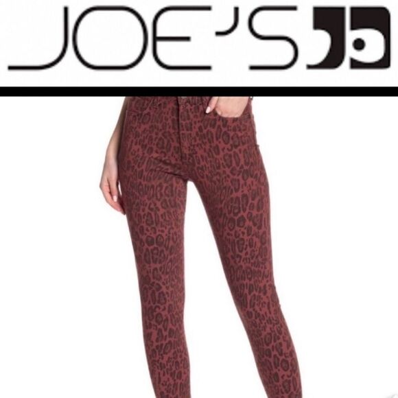 NWT JOE'S Jeans Twisted Leopard Sequoia The Charlie High Rise Skinny Ankle Jeans - Picture 1 of 6